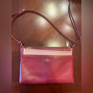 Coach Burgundy Pebbled Leather Crossbody Bag